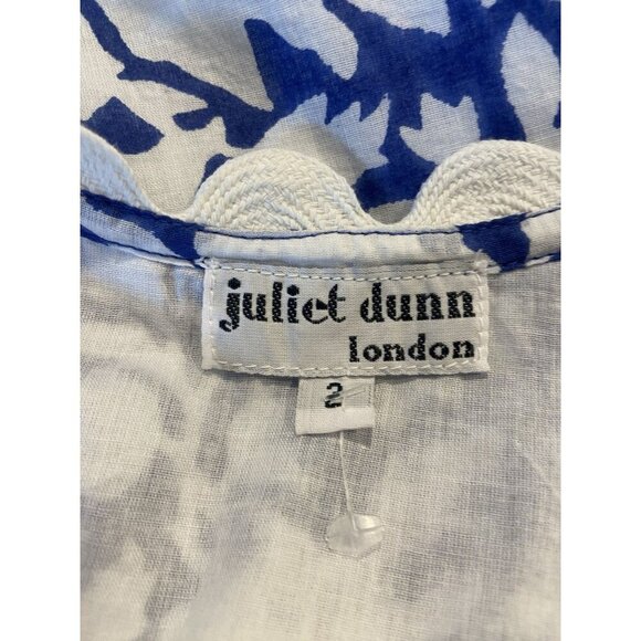 Juliet Dunn London Dress Drop Waist Blue White Rick Rack Trim Size 2 6/8 - Picture 4 of 6